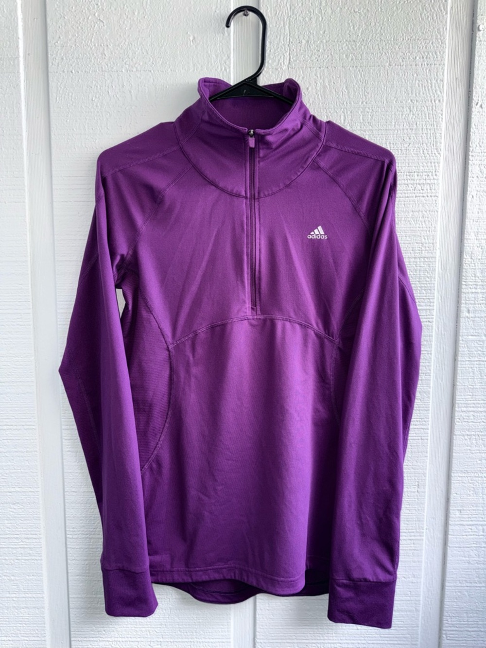 Adidas Climalite 1/4 Zip Pullover Jacket Women's Size M - Purple With Thumbholes - Picture 2 of 9
